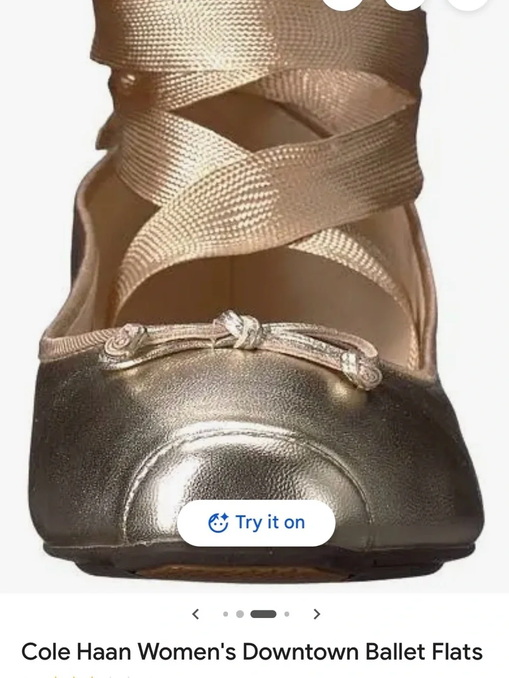 Cole Haan Metallic Champagne Gold “Downtown” Ballet Flat